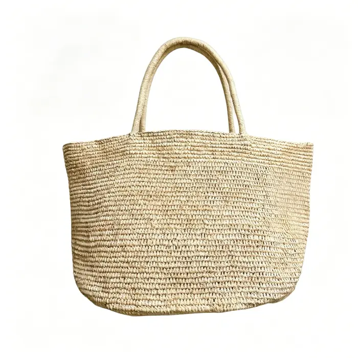 Sac fourre-tout en raphia tressé pour femme, grande capacité, style décontracté français, sac à main