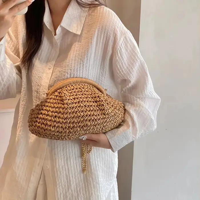 Sac tissé en paille pour femmes