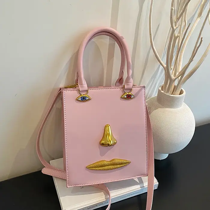 Sac fourre-tout en cuir peint argenté pour femme