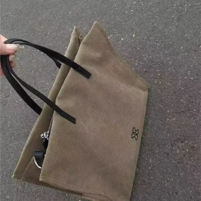 Sac fourre-tout minimaliste kaki pour femmes