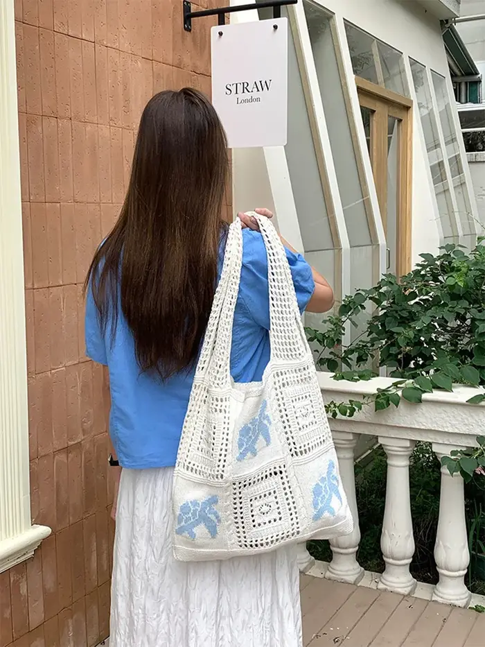 Sac fourre-tout d'été pour femme – Design crocheté avec motif tortue