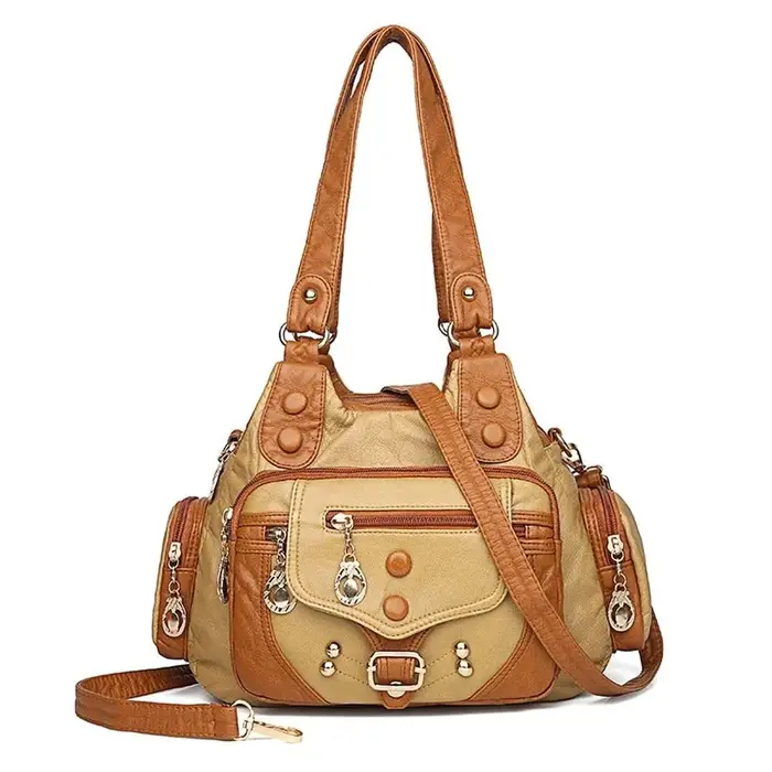 Sac à main noir rétro en cuir texturé