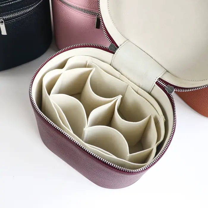 Boîte à cosmétiques en cuir PU de grande capacité