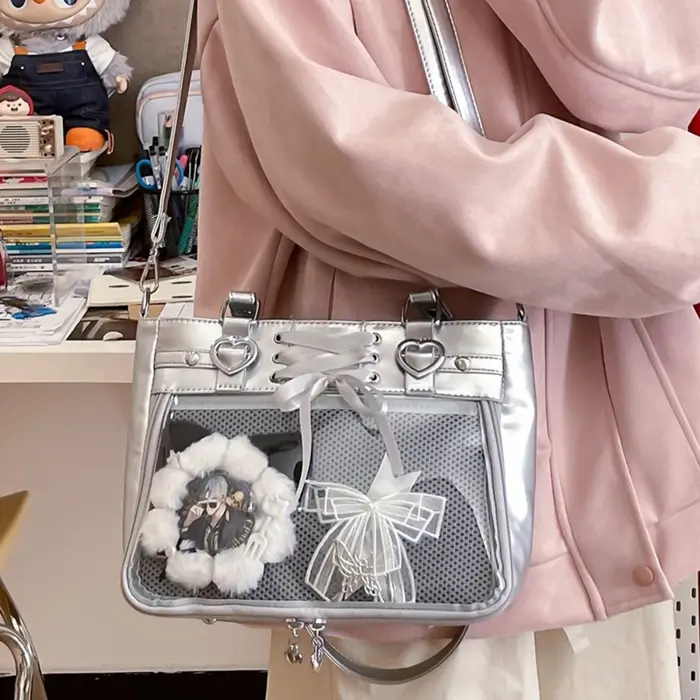 Italife petit sac Ita rouge à bandoulière avec ruban femmes Kawaii clair mignon sac