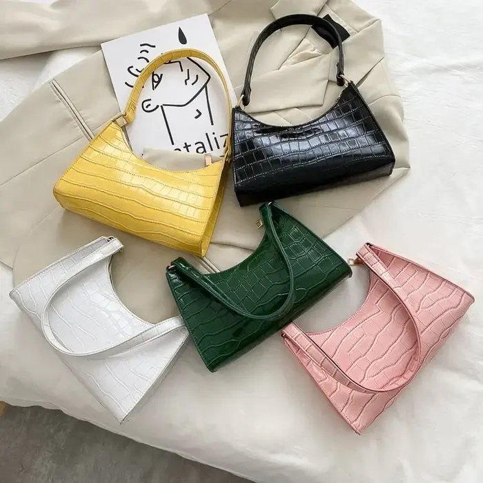 Sac à provisions rétro en cuir solide pour femme