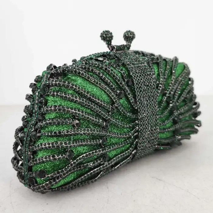 Boutique De FGG Emerald Green Crystal Clutch Evening Bags for Women Formal Party Minaudiere Handbags Wedding Bridal Purse