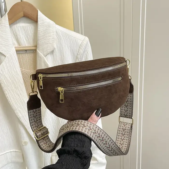 2025 hiver Faux daim poitrine sac femme taille sac rue tendance Fanny Pack voyage décontracté