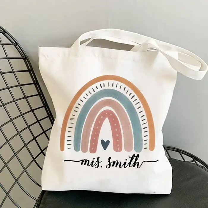 Sacs fourre-tout personnalisés pour cadeaux de l'enseignant, sac à main avec nom personnalisé, cadea