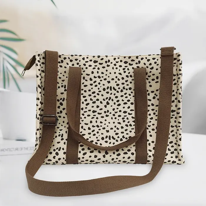 Sac fourre-tout en toile imprimé léopard