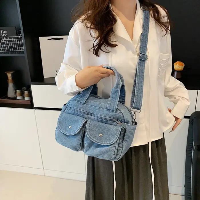 Sac à bandoulière décontracté pour femmes, sac à bandoulière en Denim de haute qualité, fourre-tout de grande capacité, sacs à main multifonctionnels pour femmes