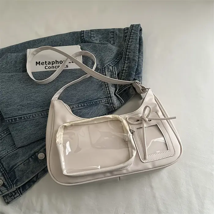 Sac messager transparent tendance | Sac à main pour femme - Sac bandoulière en similicuir synthétique rouge - avec