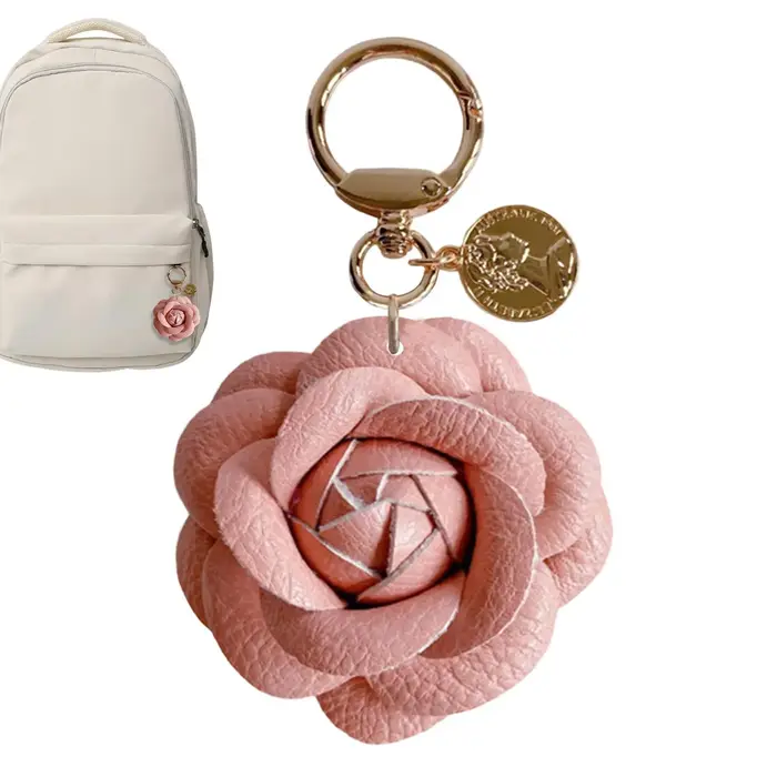 Breloque de sac en cuir en forme de fleur