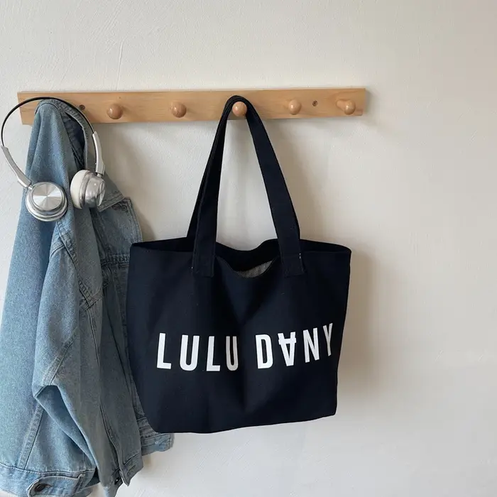 Sac à main en toile imprimé lettre pour femme | Sac fourre-tout à bandoulière de grande capacité