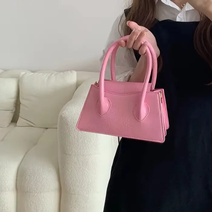 Petit sac à main carré rose pour femme, sac à main simple pour femme, sac messager, sac à bandoulièr