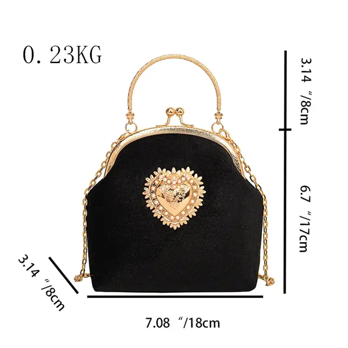 Sac à bandoulière en velours de luxe pour femmes