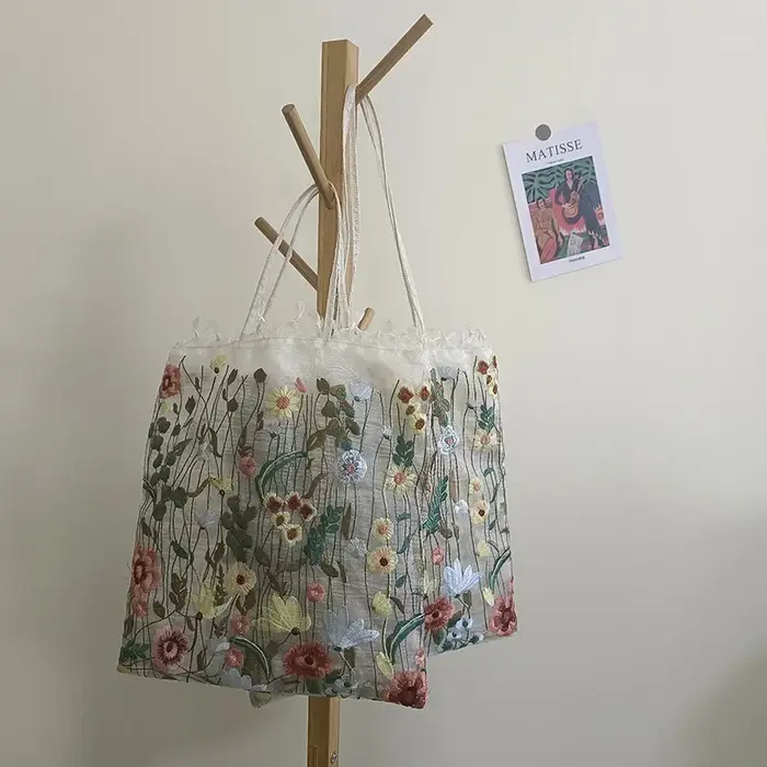 Shopping dentelle main rétro fleur brodé sac à bandoulière femmes