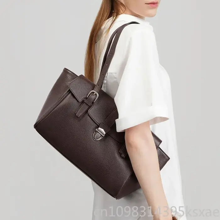 Sac fourre-tout en cuir véritable pour femme