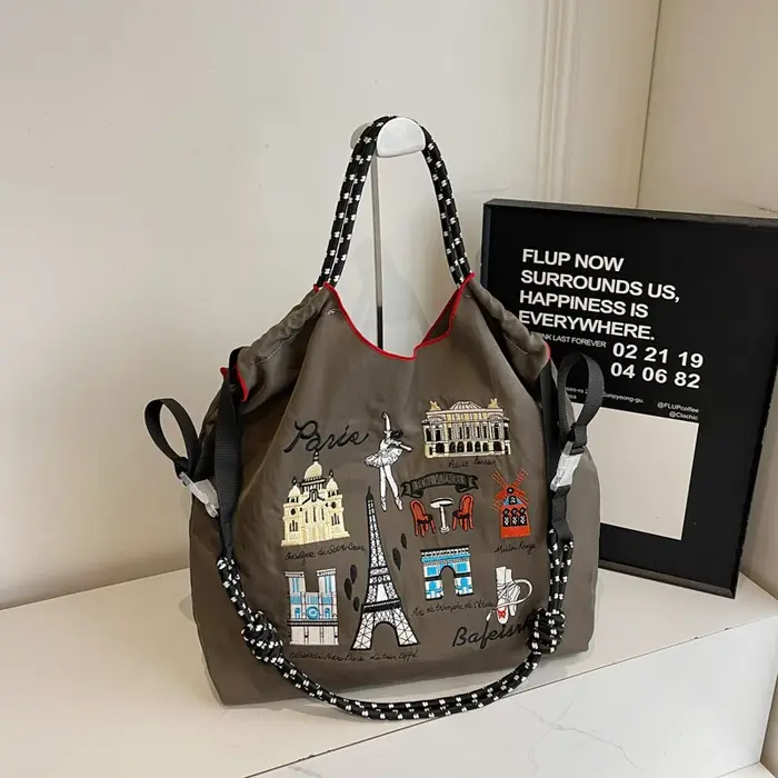 Sac à bandoulière en toile à motifs colorés pour femme