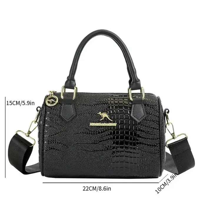 Petit sac à main mode femme sac à bandoulière couleur unie noir