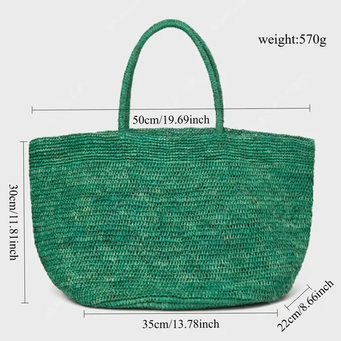 Grand sac fourre-tout en rotin tressé à la main pour femmes