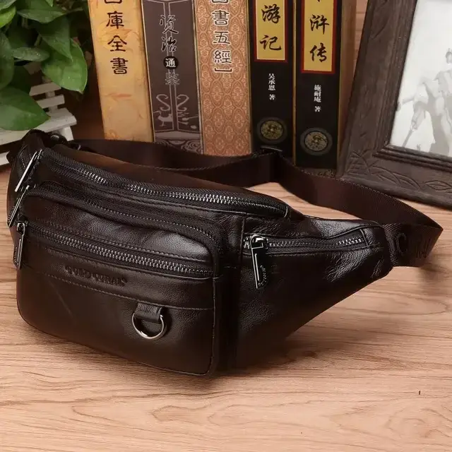 Sac banane en cuir véritable pour hommes, sac de voyage rétro en peau naturelle, sac à main croisé, 