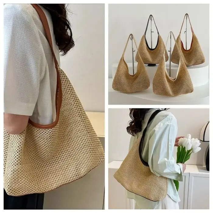 Sac en paille tressé uni mignon