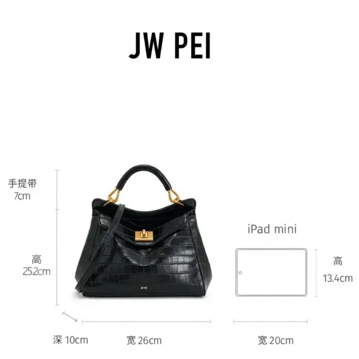 Sac à main JW PEI Lucia en cuir végétalien motif crocodile de luxe avec fermoir rotatif pour femme