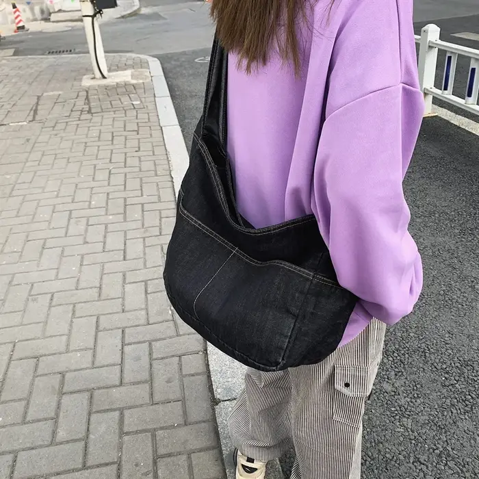 Sac à main en denim réutilisable pour femme