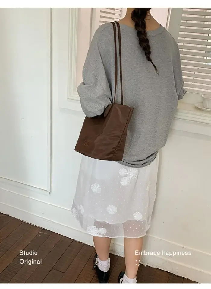 Sac fourre-tout mini en nylon uni décontracté pour femme