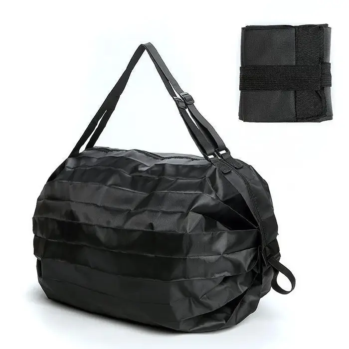 1 sac de courses portable noir à fermeture éclair de grande capacité