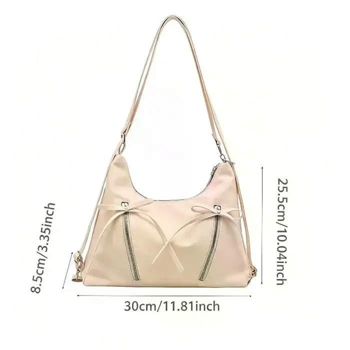 Sac fourre-tout rétro en cuir souple grande capacité avec nœud – Sac à bandoulière décontracté tendance pour femme