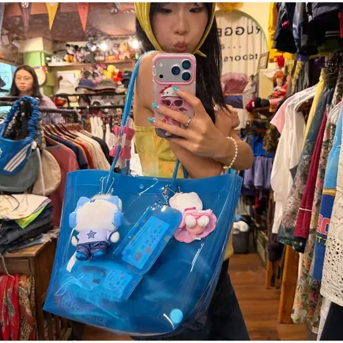 Sac fourre-tout transparent en PVC couleur gelée