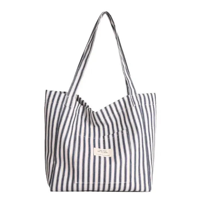 Nouveau Sac de Plage Cabas Tendance pour Femme en Toile Rayée Grande Capacité Sac à Bandoulière Sac à Main