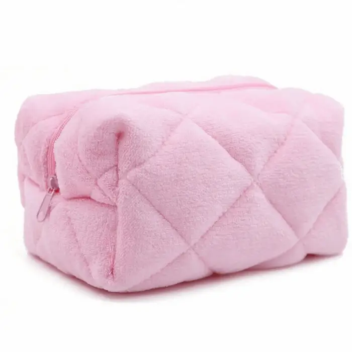 Sac à cosmétiques mignon de grande capacité, sac de maquillage en matériau de couleur unie, style Ka