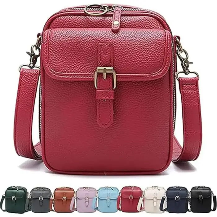 Sac messager en cuir pour femme avec bandoulière réglable et amovible