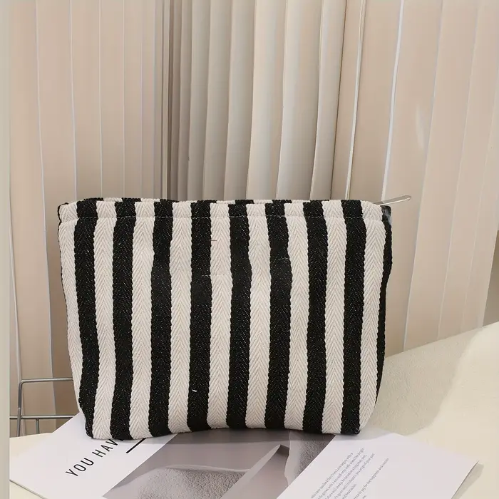 Trousse de maquillage rayée personnalisée