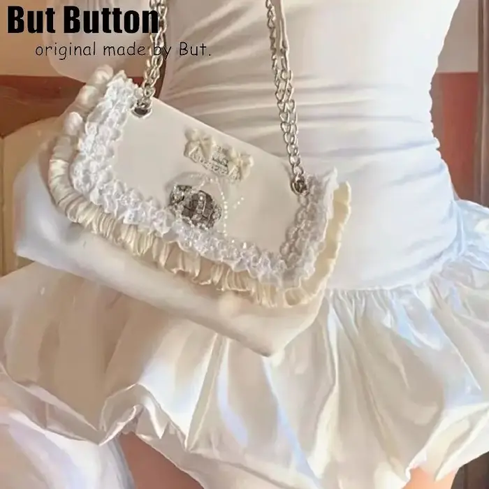 Lolita – sac à main élégant avec nœud en dentelle satinée