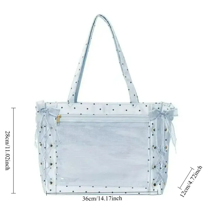 Sac à poignée supérieure pour femmes, sac à bandoulière en ruban de Satin à pois, grande capacité pour étudiants, Texture confortable et polyvalente, sac Ita