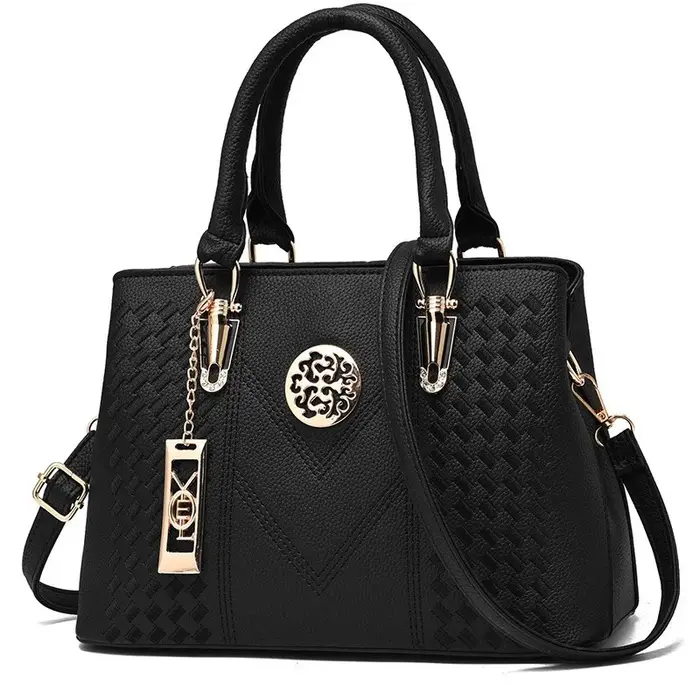 Sac fourre-tout en simili cuir gaufré à points en V pour femme