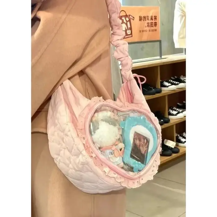 Sac à bandoulière coeur en dentelle pour femmes