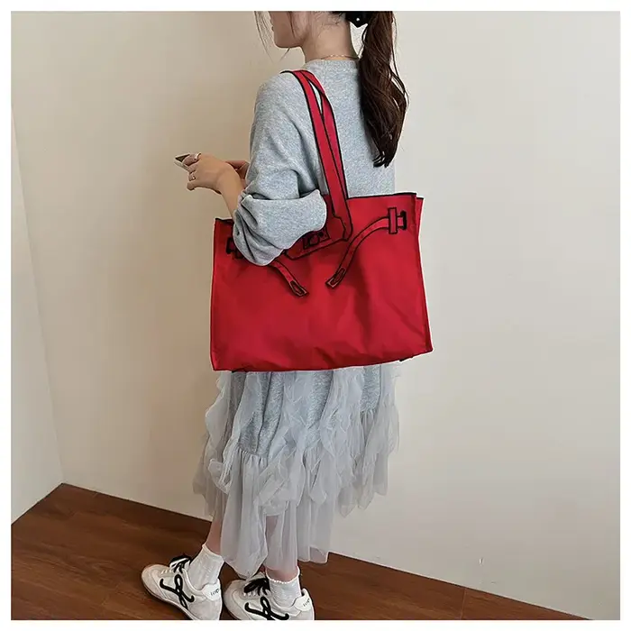 Sac fourre-tout en toile brodé grande capacité