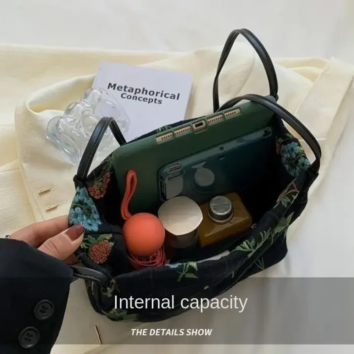 Sac fourre-tout brodé de grande capacité pour femmes