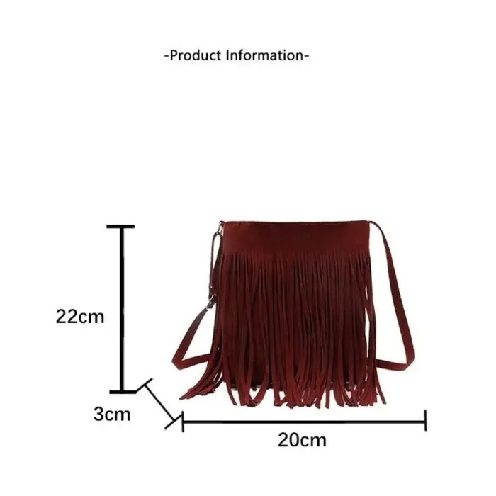 Sac à bandoulière en daim à franges pour femmes