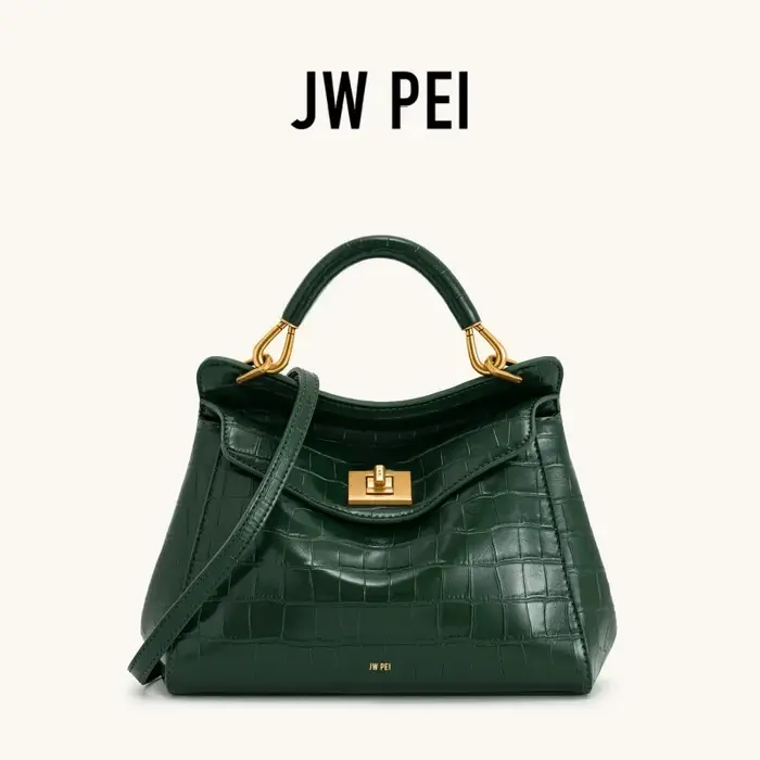 Sac à main JW PEI Lucia en cuir végétalien motif crocodile de luxe avec fermoir rotatif pour femme