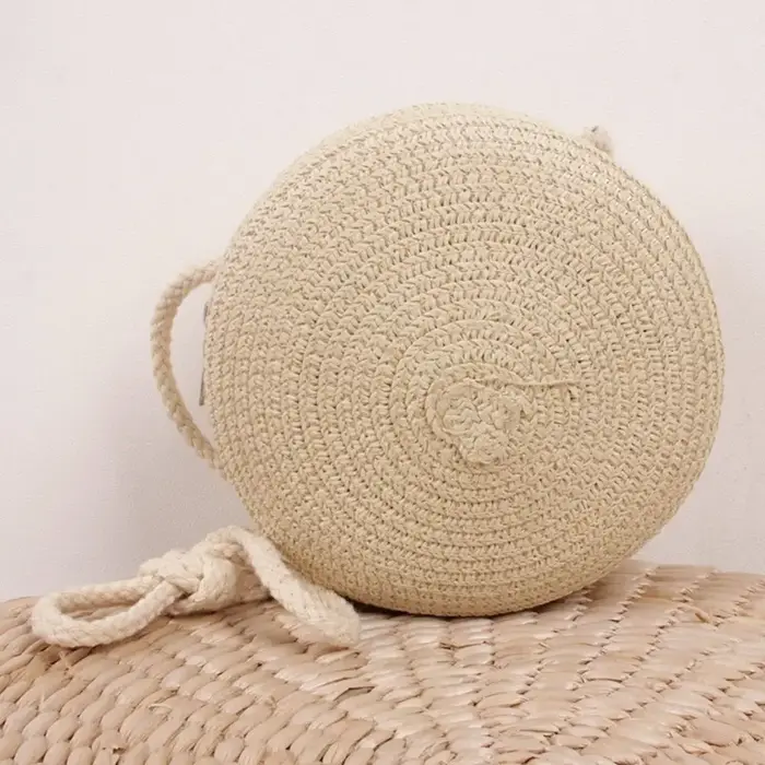 Sac à main rond en rotin pour femmes, sacoche de plage en paille tissée pour dames, mignon, fait à l