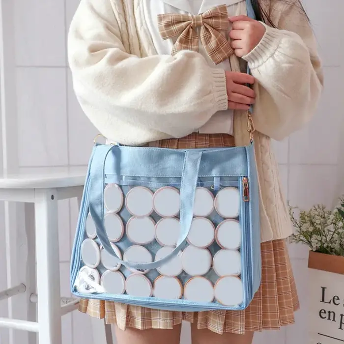 Sac à main japonais transparent pour femmes, grand sac Ita noir avec insert, sacs à main Kawaii pour filles, sacs à main à double sangles