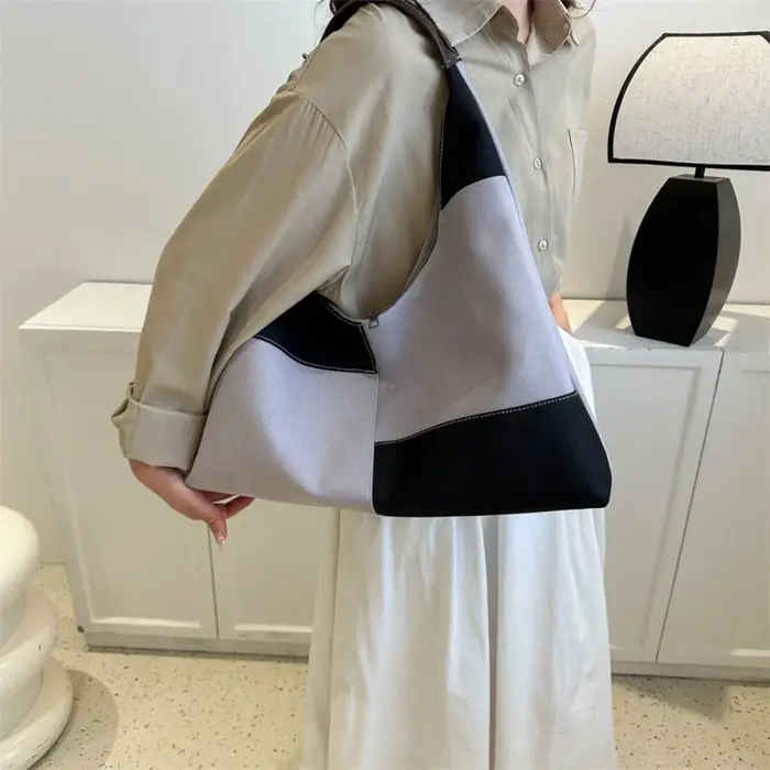 Hobo sacs pour femmes multicolore épissure sac à bandoulière grande capacité décontracté toile