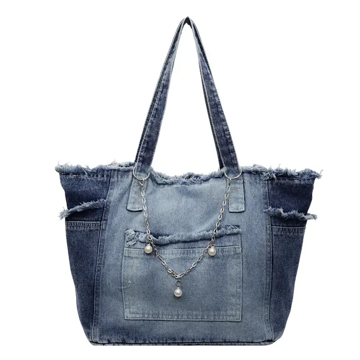 Denim grande capacité sacs à bandoulière Patchwork fermeture éclair femmes sacs 2025 offre spéciale 
