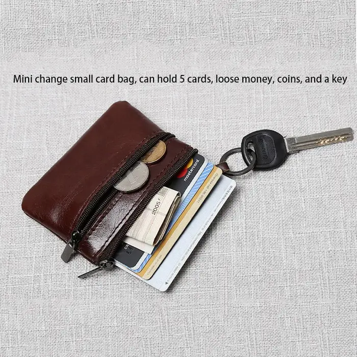 Mini porte-monnaie en cuir unisexe