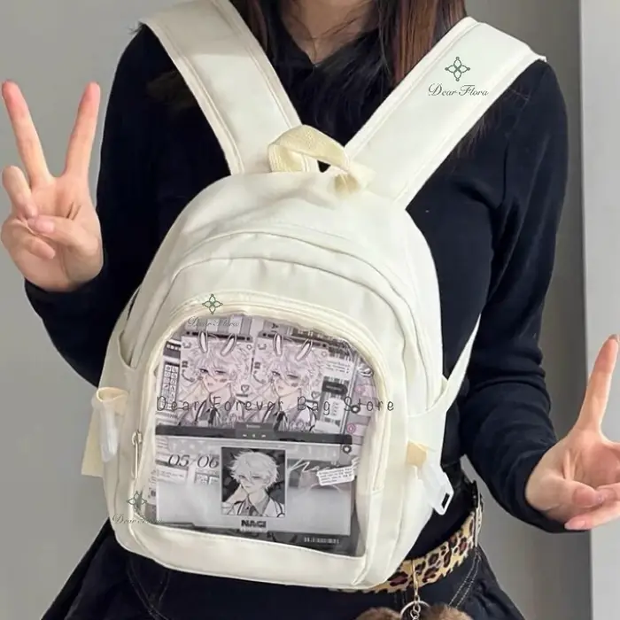 Y2K mignon Mini sac à dos femmes Kawaii Ita sac doux fille sac à dos Transparent bricolage personnalité affichage sac à dos Lolita sac à bandoulière